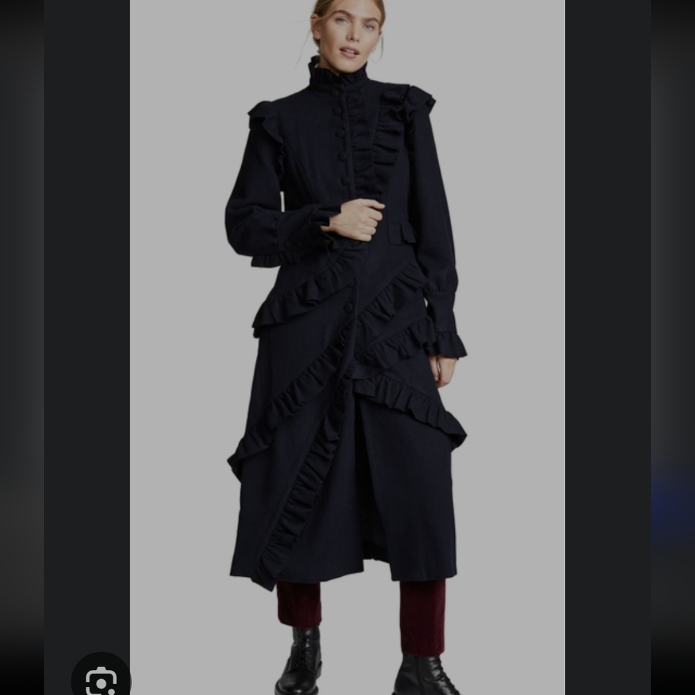 ULLA JOHNSON NWT BERTIEL NAVY DOUBLE FACE WOOL COAT